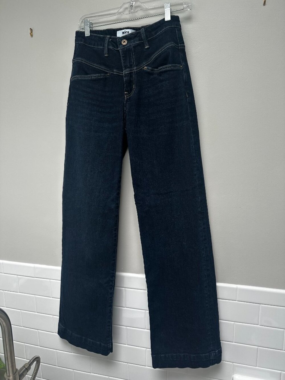Mica High Rise Dark Wash Wide Leg Denim Jeans - Size 25 - Boutique Find